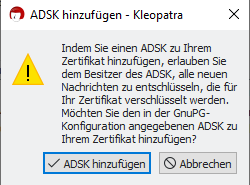Dialogfenster in Kleopatra mit der Option ADSK hinzufügen